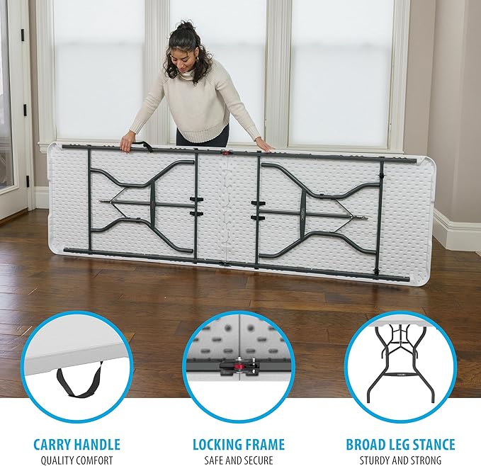 LIFETIME 8-Foot Fold in Half Table, Light Commercial, White Granite