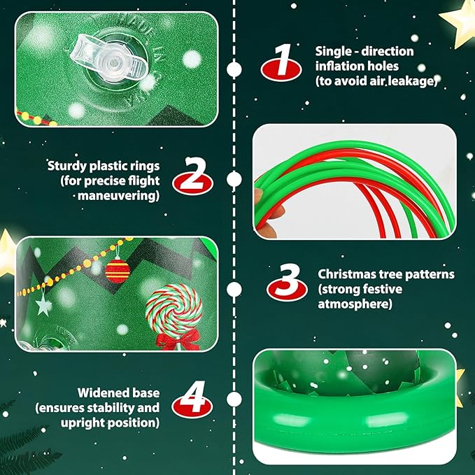 5 Pack Christmas Ring Toss Games, Christmas Tree Inflatable Ring Toss Game Set with Pump, for Adults, Family, Holiday Indoor Outdoor Party Game Garden Toys Gifts