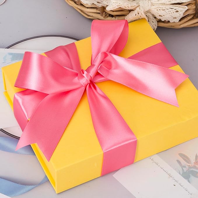 YASEO 1 1/2 Inch Brink Pink Solid Satin Ribbon, 50 Yards Craft Fabric Ribbon for Gift Wrapping Floral Bouquets Wedding Party Decoration