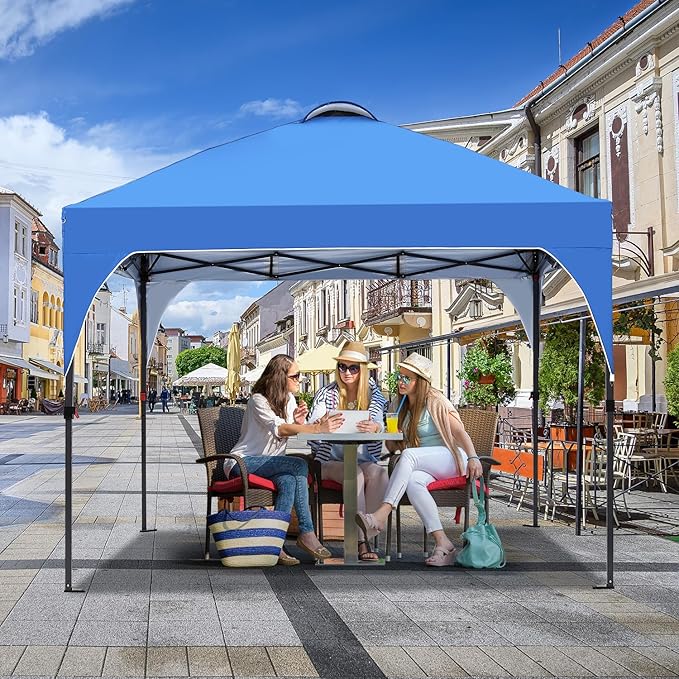 Pop Up Canopy, 10x10 FT Instant Outdoor Canopy Tent with Carrying Bag, 3 Adjustable Heights - Portable for Event, Parties, Camping and More Outdoor Activities