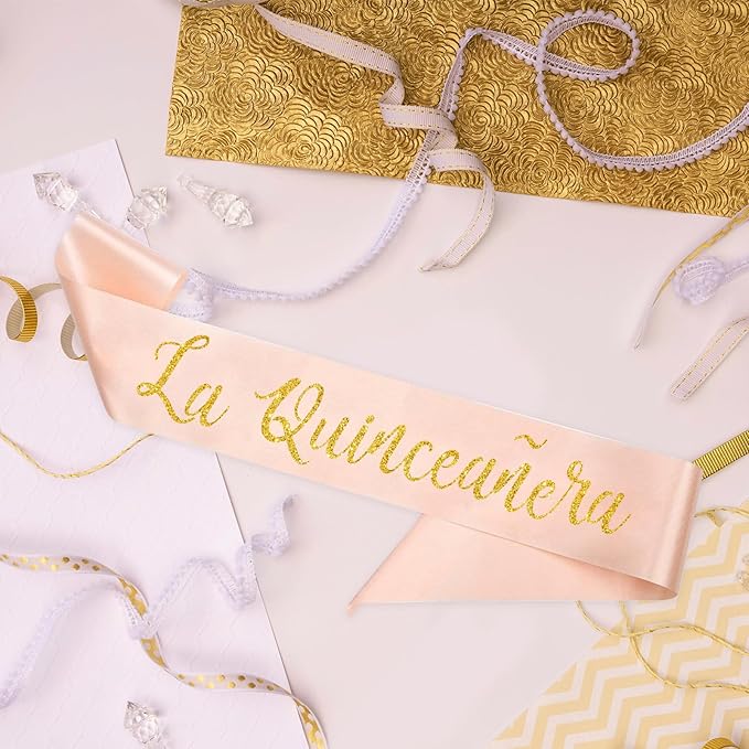La Quinceañera Satin Sash, 15th Birthday Sash, 15 Years Old Gifts Party Supplies,,Happy15th Birthday Party Decoration (Pink)