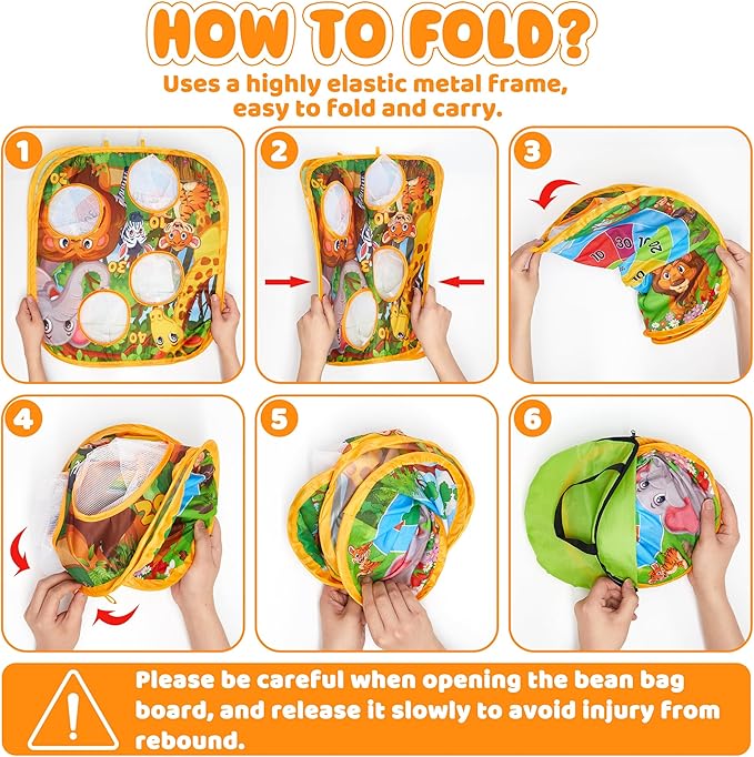 JoyRapt 3 in 1 Bean Bag Toss Outdoor Toys for Toddlers Kids, Cornhole Outside Toys, Carnival Game Toodler Outdoor Indoor Gift for Birthday or Christmas for Ages 3-12 (Animal)