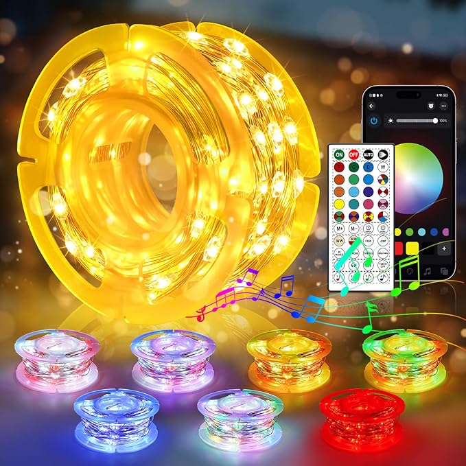 OMIKA 100FT 300 LED Fairy Lights Plug in, Smart String Lights with APP & Remote Control DIY Music Sync, Warm White & Color Changing Christmas Lights for Outdoor Indoor Bedroom Party Dorm Decoration