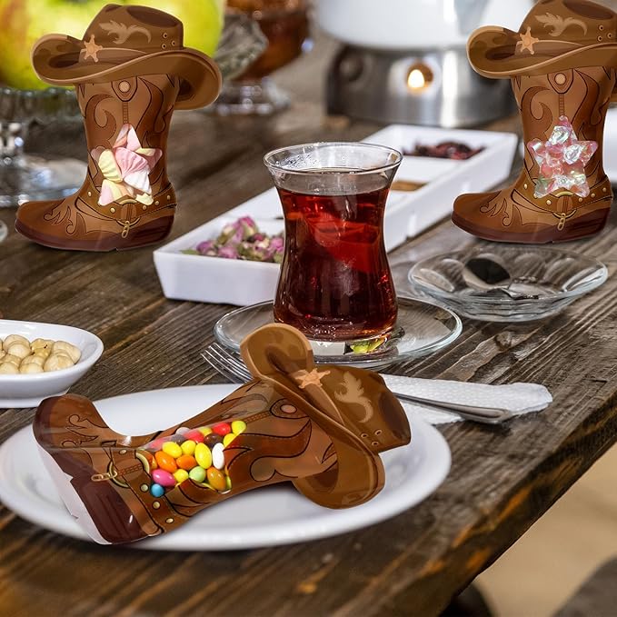 Resurhang 60 Pcs Cowboy Boots Zipper Treat Bags Wild West Food Goodie Gifts Bags Resealable Western Theme Party Snack Candy Containers for Cowboy Birthday Bachelorette Baby Shower Supplies