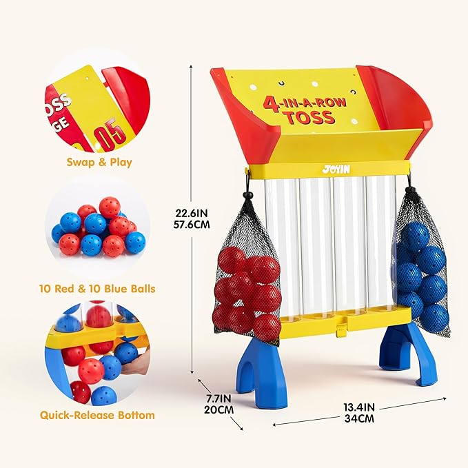 JOYIN 4-in-a-Row Floor Giant Game – Toss & Score Game for Kids 3+, Indoor & Outdoor Yard Games, Portable Party Game for Home, Lawn, Beach & Camping Essentials