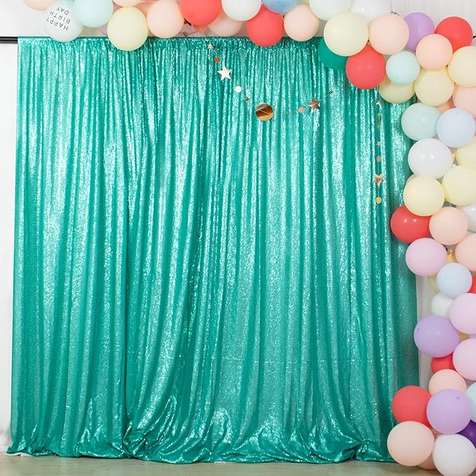 ShinyBeauty Matte Green Sequin Backdrop 4Ftx7Ft Photo Backdrops Sequin Backdrop for Party Christmas Decor Green Curtains 84Inch Long Shimmer Wall Backdrops Sparkle Background