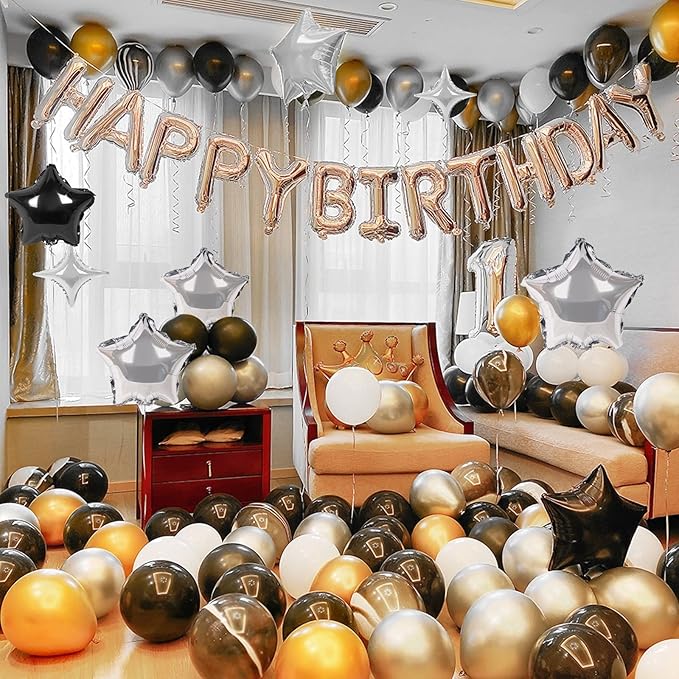 CANREVEL Happy Birthday Banner 13pcs 16 Inch Mylar Foil Letters Sign Balloons Birthday Party Decorations for Kids and Adults - 3D Silver