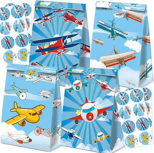 24Pcs Plane Party Bags Airplane Birthday Party Supplies Planes Party Decorations Airplane Gift Bag Airplane First Birthday Decorations