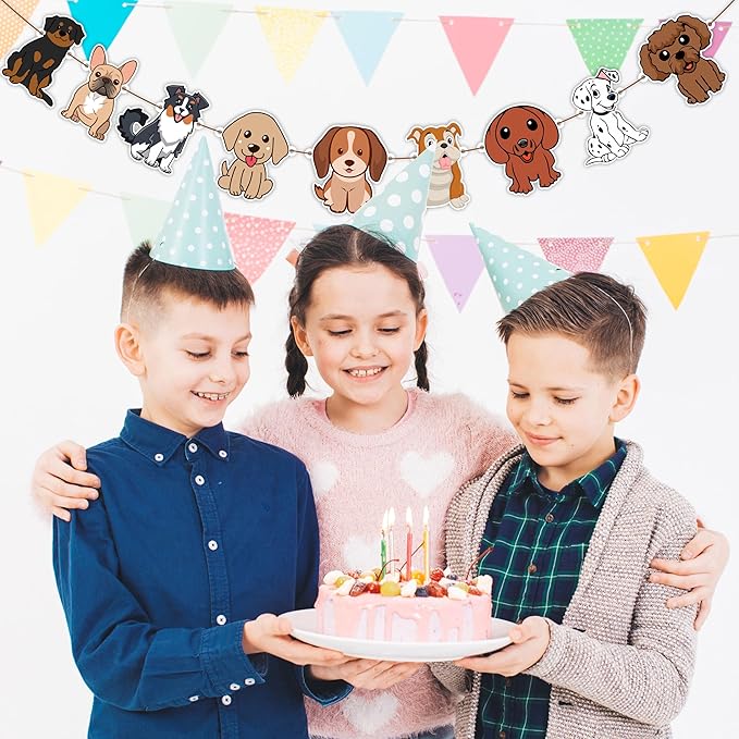 Pupy Dog Garland – Cute Dog Theme Birthday Decorations – Cartoon Pupy Garland for Birthday Parties, Pet-Themed Celebrations, School Events, Family Gatherings, and Photo Booth Backdrops