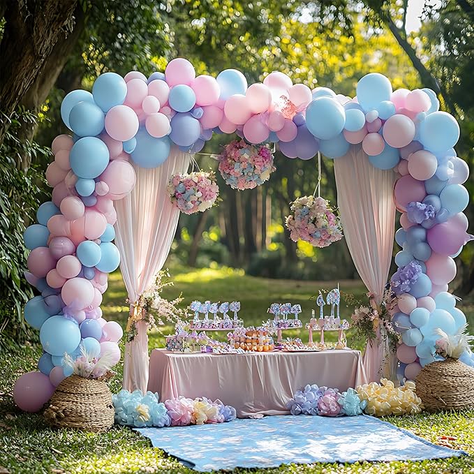 RUBFAC 135pcs Light Baby Blue Balloons Different Sizes 18 12 10 5 Inch for Garland Arch, Latex Pastel Blue Balloon for Baby Shower Gender Reveal Birthday Party Wedding Decorations