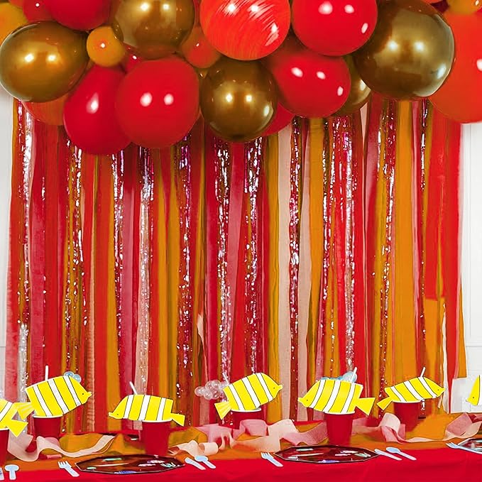 Crepe Paper Streamers 6 Rolls Red Streamers 2.2 Inches 738 Feet, Streamers Party Supplies DIY Crafts for Birthday, Wedding, Baby Shower, Bachelorette Party, Graduations Decorations, Red