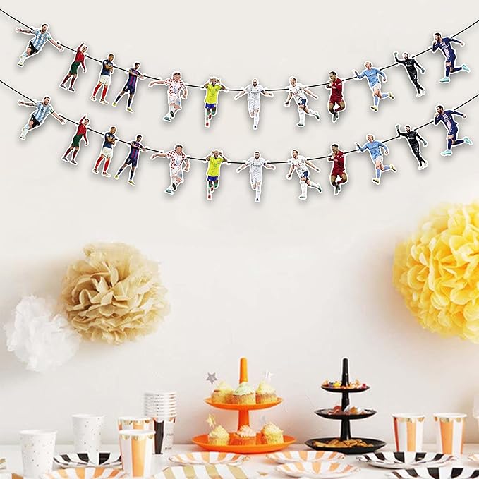 Soccer Football Garland Decoration – Themed Party Banner for Birthday Celebrations, Sports Parties, Decorative Garland for Dessert Tables, Room Décor, Photo Displays, and Special Occasions