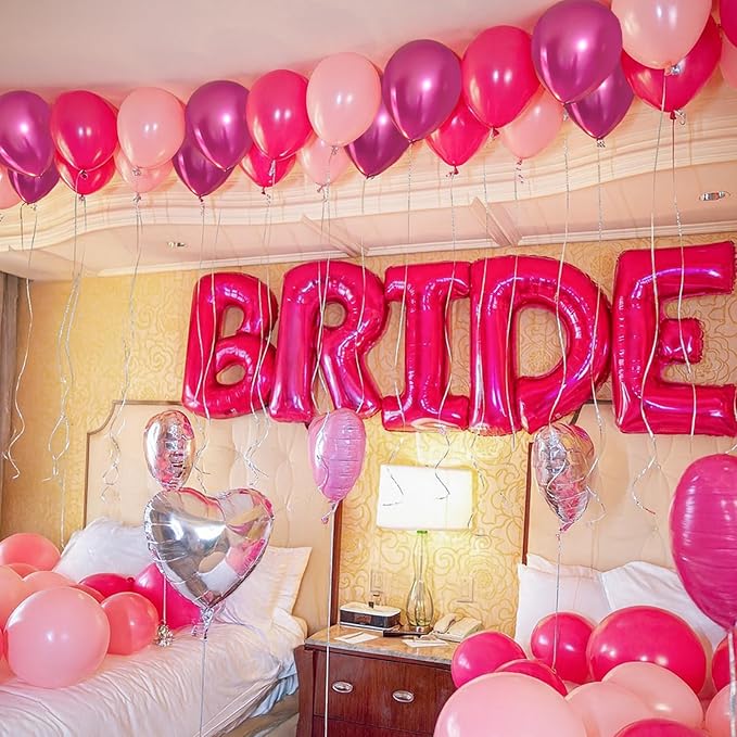 Patimate Pink Balloons Set, 50 pcs 12 inch Metallic Pastel Hot Pink Latex Balloons Kit for Girls Women Birthday Baby Shower Bachelorette Wedding Bridal Shower Princess Party Decorations
