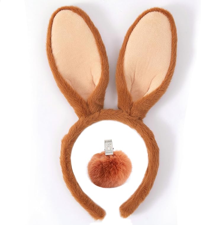 Olivemont Easter bunny ears headband for rabbit pretend play plush costume
