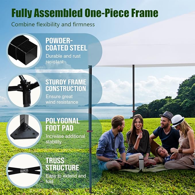 Eurmax USA NOMATTER ONE-Person Open&Close 10x10ft Pop Up Canopy Tent，Portable Shelter Canopy for Outdoor Events，Instant Canopies, Temporary Sunshade,Bonus 4 Sand Bags(Navy Blue)