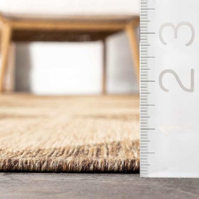 nuLOOM Outdoor Performance Collection Sabina Brown/Ivory, 6'7" x 9', Soft, High Traffic, Stain Resistant, Easy Clean, Durable Area Rug for Indoor/Outdoor Patio, Deck, Porch, Garden, Courtyard