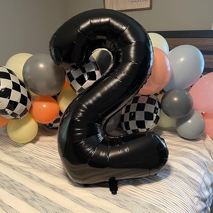 Black Number Balloons, 40inch Large Number 4 Foil Mylar Helium Balloons, Self Inflating Number Balloons 0-9 for Men Boys 4th 40th Birthday Anniversary Party Graduation Celebration Decoration Supplies