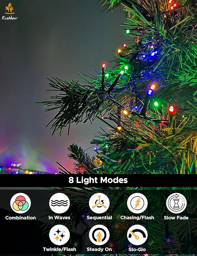 EcoNour 29.5 Ft 720 LED Cluster Twinkle Lights for Easter Decorations, 8 Modes String Lights for Decoration with Timer and Memory Function, Multicolor Sparkle Lights for Magical Home & Outdoor