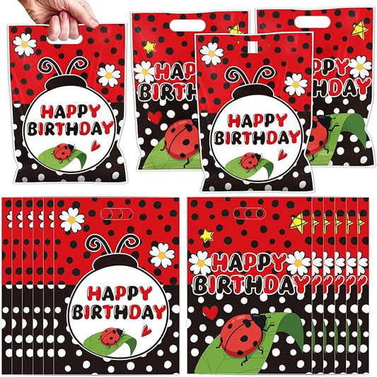 Falueqg LadyBug Party Favor Bags - 50 Pcs Lady Bug Theme Goodie Candy Gift Bags Animal Theme Party Supplies for LadyBug Birthday Decor