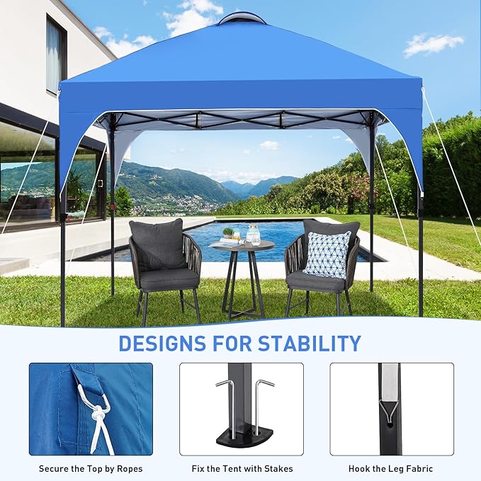 Pop Up Canopy, 10x10 FT Instant Outdoor Canopy Tent with Carrying Bag, 3 Adjustable Heights - Portable for Event, Parties, Camping and More Outdoor Activities