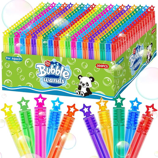 300 Piece Mini Bubble Wands in 10 Colors, Party Favors Bulk for Kids, Themed Birthday, Carnival, Wedding, Classroom Prizes, Summer Outdoor Gifts for Boys Girls, Ideal Goodies Bags Stuffer