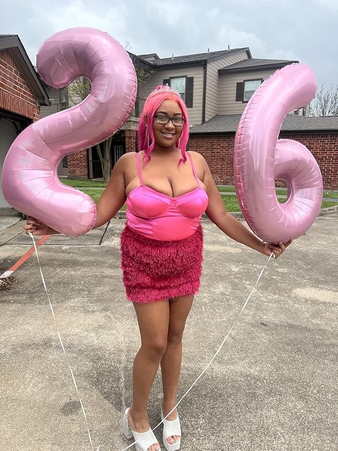 Number 6 Balloon 40 Inch, 6 7 Six Seven Birthday Decorations, 6th Birthday Balloon for Boy Girl, Pastel Pink 16 60 61 65 Numbers Balloons Graduations Anniversary Supplies