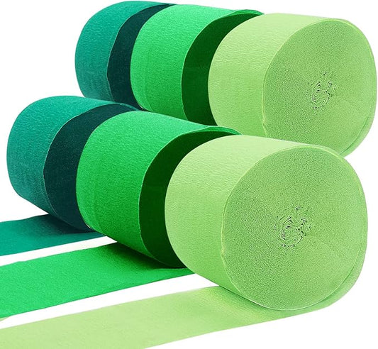 TKEJZu Green Crepe Paper Streamer - 492 Feet, 6 Rolls, Spring Party Backdrop Decor for Green Theme Birthday, Wedding, Baby Shower, Irish Lucky Day Hanging Party Decoration