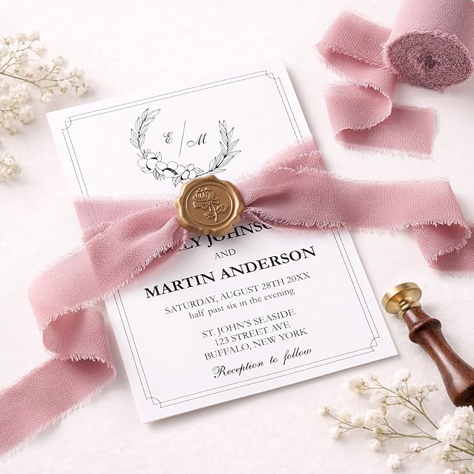 DORIS HOME Mauve Chiffon Ribbon for Flower Bouquet, 1" x21Yd Fabric Ribbon for Gift Wrapping, Handmade Frayed Ribbon for Wedding Invitations/Christmas Decorations
