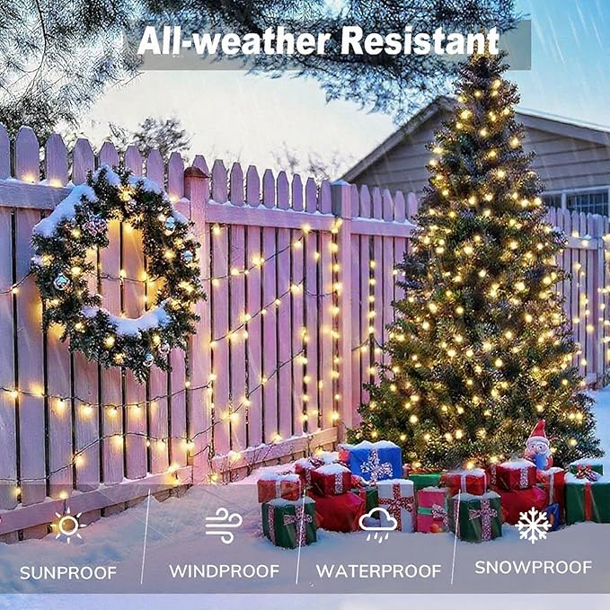 Upgraded 218FT 650 LED Color Changing Christmas String Lights Outdoor/Indoor, Remote Control & 11 Modes & Timer Green Wire Christmas Tree Lights, Waterproof Fairy String Lights for Tree Xmas Garden