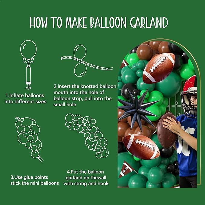 100pcs Hawaii Balloons Garland Arch Kit with Balloons for Birthday Decorations,Party Supplies for boys Girls (Football)