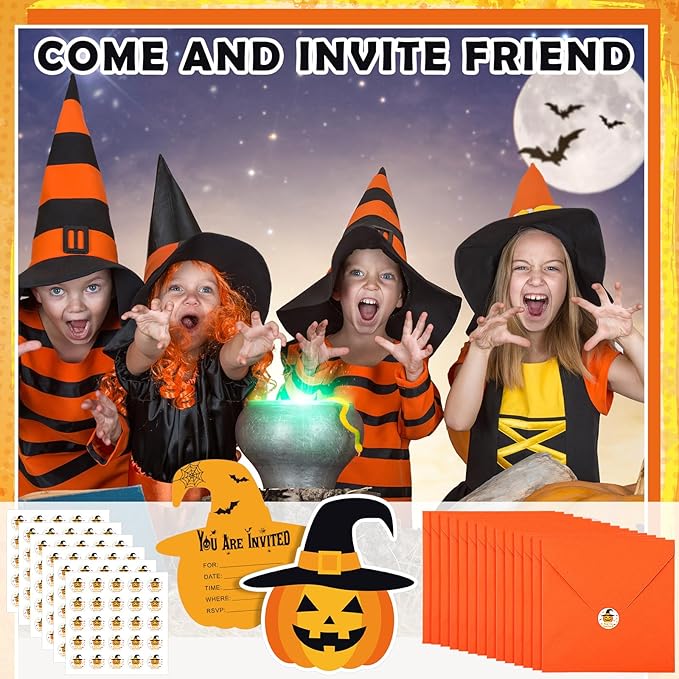 25 Set Thanksgiving Birthday Party Invitation Pumpkin Invitation Cards with Envelopes Stickers for Birthday Invites Holiday Pumpkin Themed Party Supplies for Fall Baby Shower Girls Favor 5 x 6 Inch