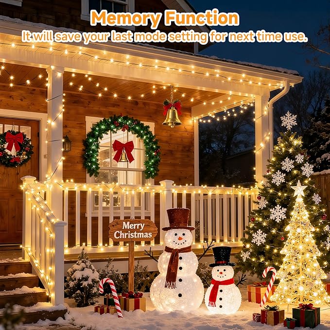 Mlambert 1200 LED Christmas Lights 394FT, Outdoor Waterproof Dimmable Fairy Lights with Remote, 8 Modes Indoor Lighting for Holiday Décor, Warm White