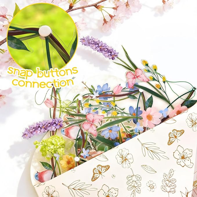 2 Pcs Flower Banner Wildflower Garland, Baby Shower Decorations, Floral for Enchanted Garden Party, Wedding Wild One Bloom Baby Shower Fairy Tale Tea Market Spring Supplies Girl Woodland Party