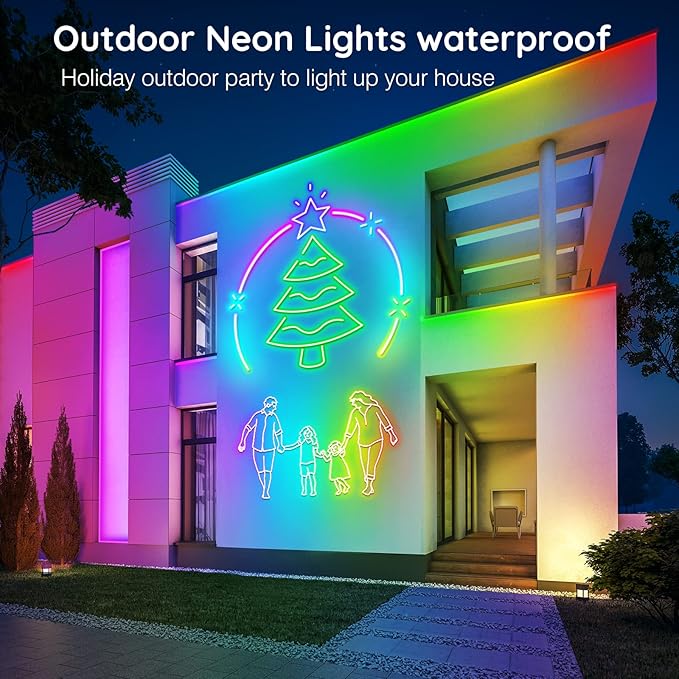 AILBTON 150Ft Neon Rope Lights,Flexible Led Rope Lights Control with App/Remote,Multiple Modes RopeLights,IP65 Outdoor RGB Led Neon Lights NonWater Resistant,Music Sync Gaming Led NeonLight Strip