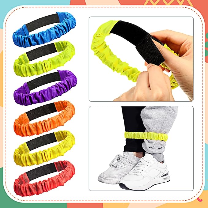 Civaner 30 Pcs Outdoor Games Set for Kids Includes 6 Bunny Potato Sack Race Bags 6 Egg and Spoon 6 Bunny Ears Headbands 6 Legged Relay Race Band for Game Party(Rainbow Color,Cute)