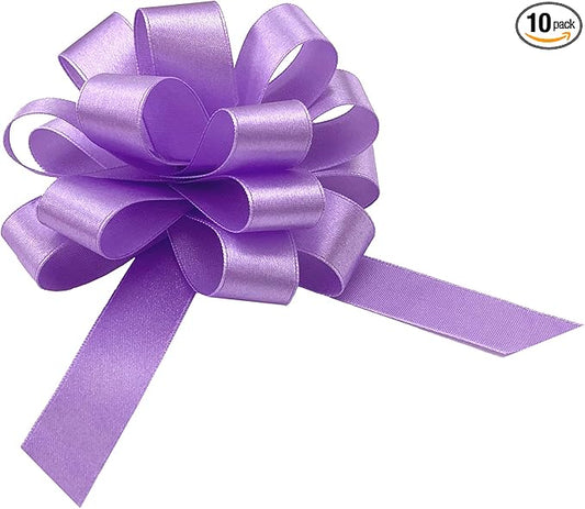 Lavender Satin Gift Pull Bows - 4" Wide, Set of 10, Easter, Spring, Silky Fabric, Mother's Day, Wedding, Baby Shower, Party Favor Decor, Birthday, Anniversary, Fundraiser, Church, Wreath, Basket