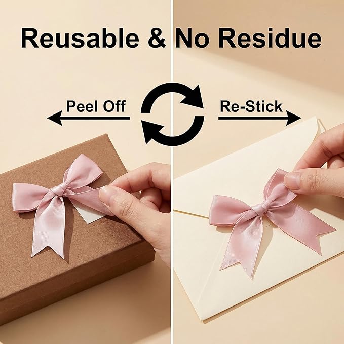 Rose Gift Wrap Bows - 100 Pcs 3.3 Inch Elegant Satin Bows for Wedding Decor, Valentine's Day, Mother's Day, Romantic Gifts, Baby Girl Shower, Birthday, Christmas, Party Decorations