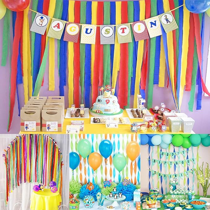 Powder Blue Crepe Paper Streamers 4 Rolls 328ft, Pack of Party Streamers for Party Decorations, Crepe Paper for Birthday, Baby Shower, Wedding Party Decorations (1.8 Inch x 82 Ft/Roll)