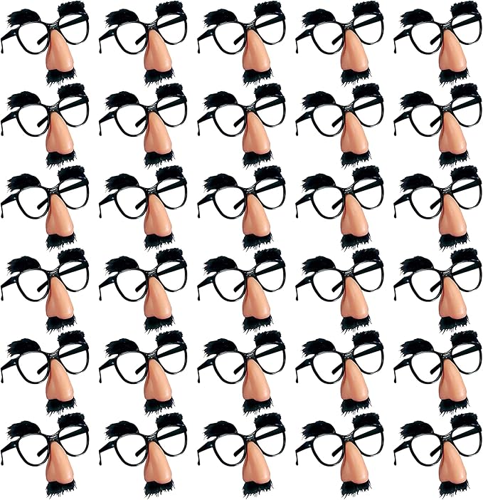 30 PCS Disguise Glasses with Funny Nose Funny Glasses with Eyebrows and Mustache Party Favors for Costume Halloween and Birthday Parties