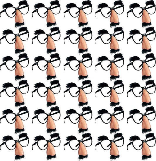 30 PCS Disguise Glasses with Funny Nose Funny Glasses with Eyebrows and Mustache Party Favors for Costume Halloween and Birthday Parties