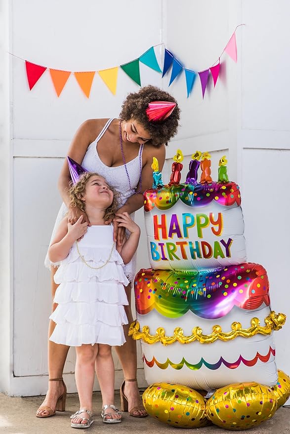 Anagram 4244911 Birthday Cake Airloonz Foil Mylar Party Balloon, 53", Multicolor, Pack of 1