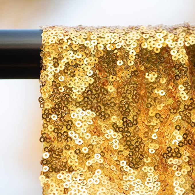 JYFLZQ Gold Sequin Backdrop Curtains 6ft x 8ft 1 Panel Glitter Photo Booth Backdrops Sparkly Photography Background Drapes for Parties Wedding Bridal Showers