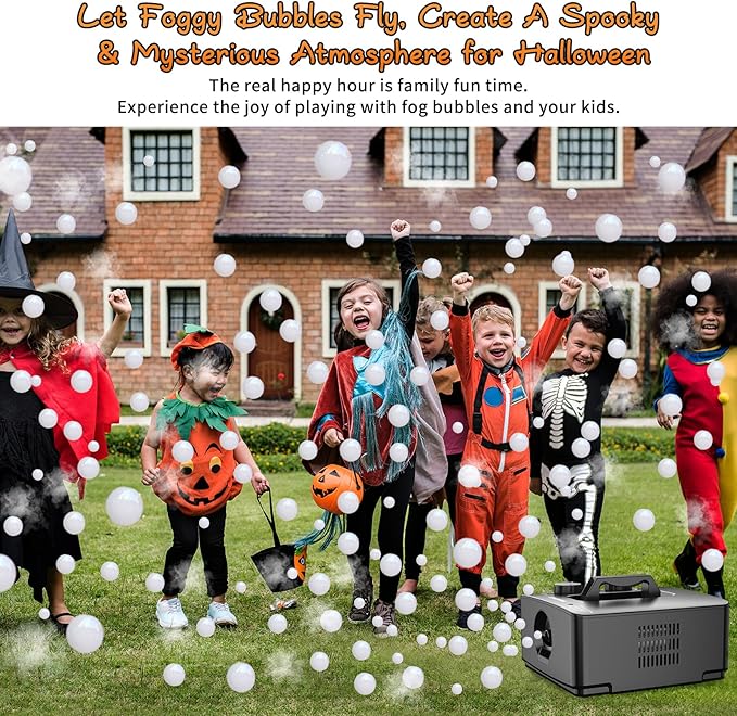 Wisdomlit Fog Bubble Machine, 2-in-1 Smoke Bubble Blower, 400W No-Spill Smoke Bubble Maker, 8000+ Colorful Bubbles | Fog Bubbles for Indoor Outdoor Birthday Halloween Party