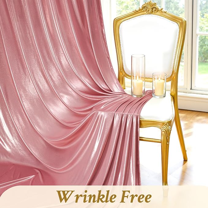 10ft x 10ft Rose Gold Sequin Backdrop Curtains for Party Wedding Shimmer Curtain Backdrop Prom Sparkly Glitter Fabric Photo Backdrop Drapes for Birthday Party Photography Baby Shower 5x10FT, 2 Panels