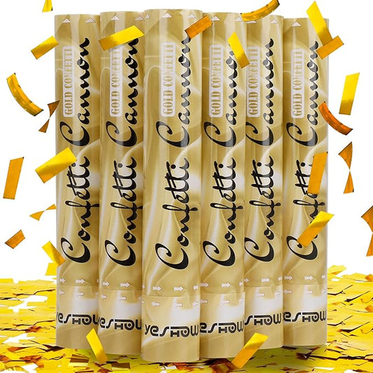Confetti Cannon Party Poppers Gold,(6 pack) YESHOW Confetti Shooters Blaster for Birthday Graduation Wedding Christmas New Year’s Eve and Valentine's Day Any Celebrations