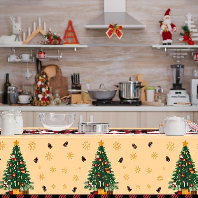 OHOME Christmas Party Decorations - Christmas Tablecloth | Xmas Decorations Party Favors Supplies for Door Table Decor Backdrop Banner Indoor Outdoor,2 Pack