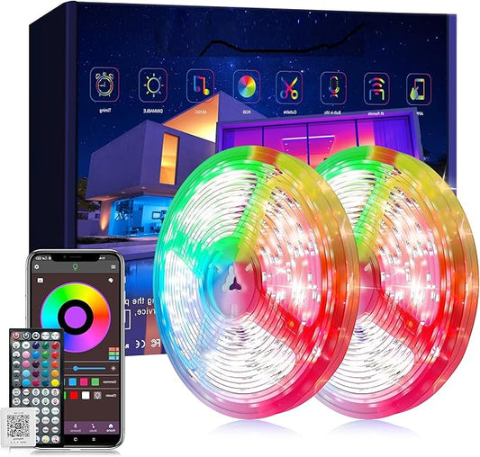 Ledagic Led Lights for Bedroom 132ft (2 Rolls of 66FT), App & Remote Control Led Strip Lights with Music Sync, Dimmable RGB Color Changing Lights for Bedroom with Timer, Ideal for Party, Gaming,