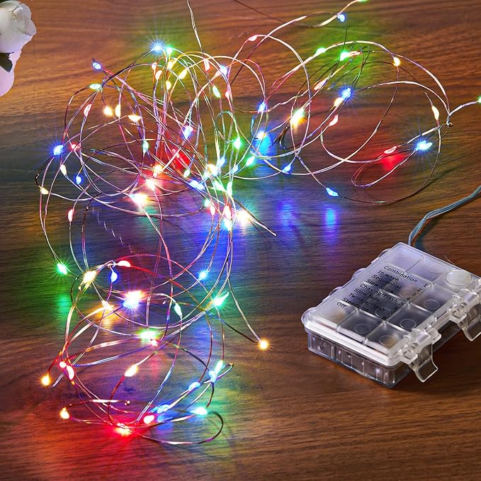 Ariceleo 2 Pack 32.8 Ft. Battery Operated Outdoor String Lights with Remote & Timer, LED Multi Color Fairy Lights, Waterproof Twinkle Lights for Bedroom, Dorm, Mason Jar, Wedding, Party, Christmas