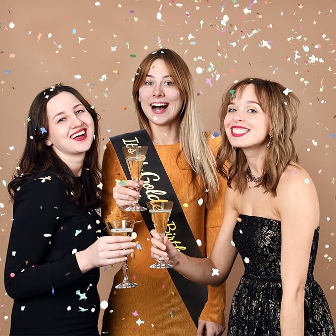 It's My Golden Birthday Sash - Black Satin with Gold Foil Golden Birthday Sash for Women Funny Party Favor Supplies Accessories Gifts for Girls