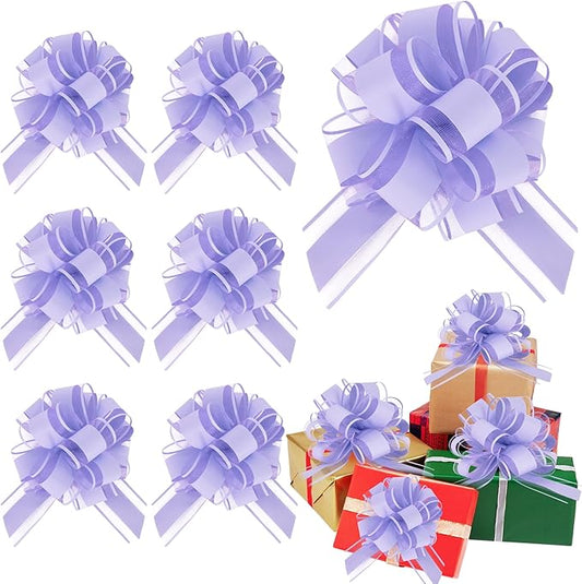 6pcs 7 Inch Pull Bows Pastel Purple Gift Wrap Bows for Gift Wrapping, Ribbon, Party Decorations